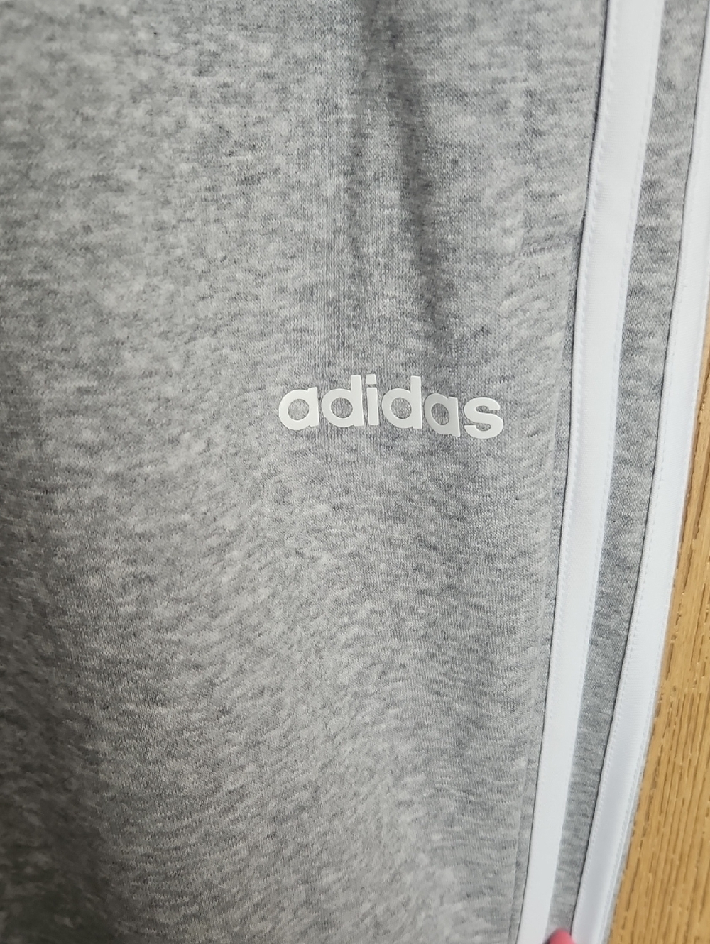 Adidas Grey Jogger Sweatpants with White Stripes Down Legs - Picture 2 of 8